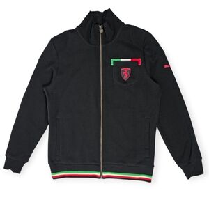 Puma Ferrari Full Zip Track Sweatshirt Jacket Black Fleece Mens M